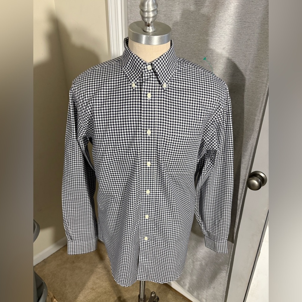 Brooks Brothers REGENT Black & White LARGE Gingham Button-Down Shirt(126)